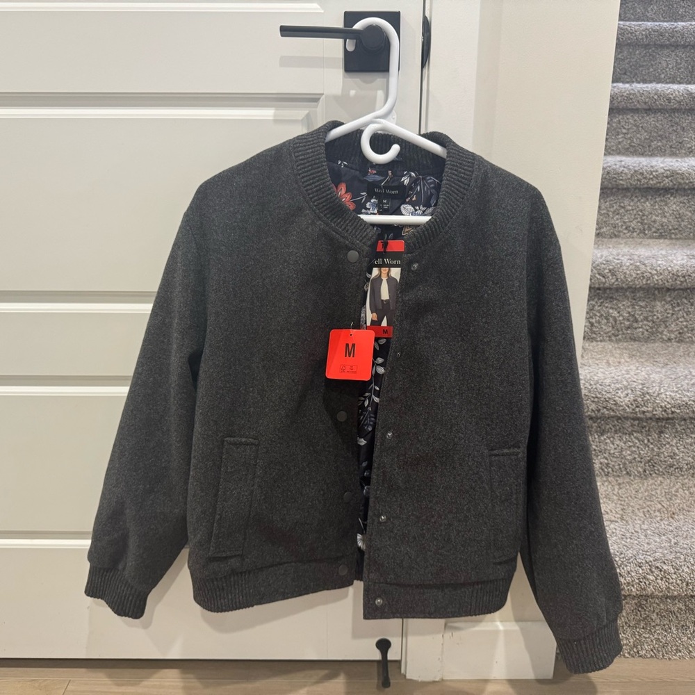 Well Worn Gray Bomber Jacket